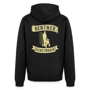 Rentner Dienstwagen Rollator Ruhestand Rente Witz - Unisex Premium Bio Zip Hoodie - Schwarz - Hinten - Nico (187cm)