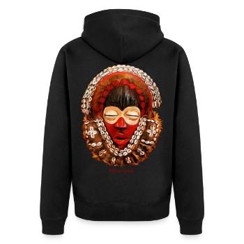 Masque africain, guerrier - Veste à capuche bio Premium Unisexe - noir - Dos - Nico (187cm)