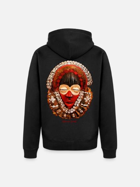 African mask, warrior - Unisex Premium Organic Zip Hoodie - black