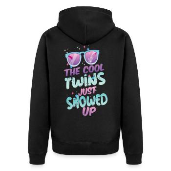 the cool twins just showed up great twins - Unisex Premium Organic Zip Hoodie - black - Back - Nico (187cm)