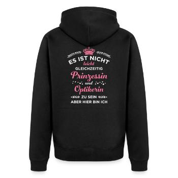 Optikerin Augenoptikerin Optiker Geschenk Brille - Unisex Premium Bio Zip Hoodie - Schwarz - Hinten - Nico (187cm)