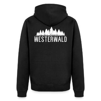 Westerwald Westerwälder Pfalz Wäller Geschenk - Unisex Premium Bio Zip Hoodie - Schwarz - Hinten - Nico (187cm)