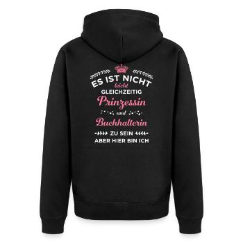 Buchhalterin Buchhaltung Buchhalter Prinzessin - Unisex Premium Bio Zip Hoodie - Schwarz - Hinten - Nico (187cm)