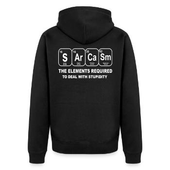 sarcasm chemische elemente sarkasmus chemie dumm - Unisex Premium Bio Zip Hoodie - Schwarz - Hinten - Nico (187cm)
