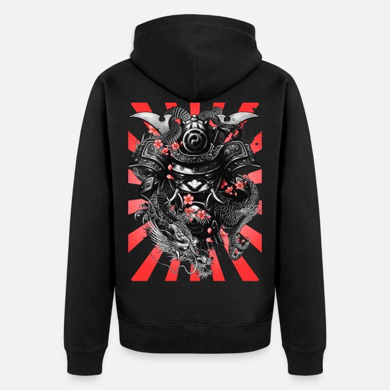 Samurai Krieger - Unisex Premium Bio Zip Hoodie - Schwarz