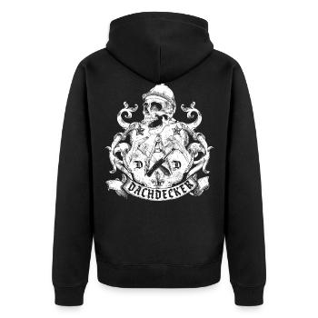 Dachdecker - Unisex Premium Bio Zip Hoodie - Schwarz - Hinten - Nico (187cm)