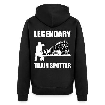 legendary trainspotter trainspotting zug züge - Unisex Premium Bio Zip Hoodie - Schwarz - Hinten - Nico (187cm)