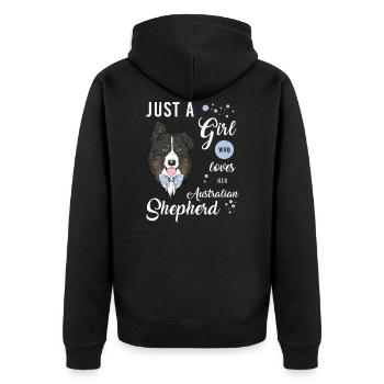 Australian Shepherd Aussie dog herding dog gift - Unisex Premium Organic Zip Hoodie - black - Back - Nico (187cm)