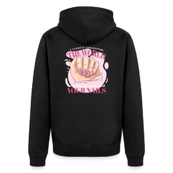 Nagelfee Nageldesign Kosmetikerin Nageldesignerin - Unisex Premium Bio Zip Hoodie - Schwarz - Hinten - Nico (187cm)