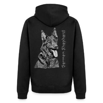 German Shepherd German Shepherd drawing - Unisex Premium Organic Zip Hoodie - black - Back - Nico (187cm)
