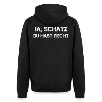 Ja Schatz Du Hast Recht Valentinstag Fun Geschenk - Unisex Premium Bio Zip Hoodie - Schwarz - Hinten - Nico (187cm)