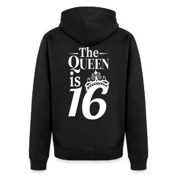 the queen 16 geburtstag teenager mädchen königin - Unisex Premium Bio Zip Hoodie - Schwarz - Hinten - Nico (187cm)
