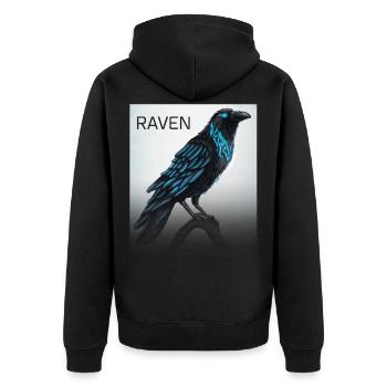 Odins Rabe - Unisex Premium Bio Zip Hoodie - Schwarz - Hinten - Nico (187cm)