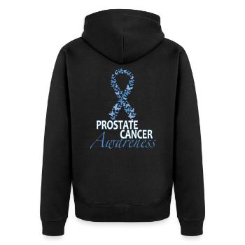 Prostate cancer gift in support of cancer - Unisex Premium Organic Zip Hoodie - black - Back - Nico (187cm)