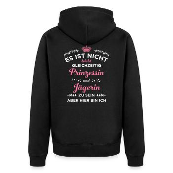 Jägerin Jagd Jagen Prinzessin Geschenk - Unisex Premium Bio Zip Hoodie - Schwarz - Hinten - Nico (187cm)