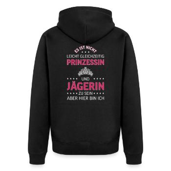 Jägerin Jagd Jagen Prinzessin Geschenk - Unisex Premium Bio Zip Hoodie - Schwarz - Hinten - Nico (187cm)