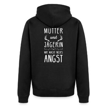 Jägerin Jagd Jagen Mutter Geschenk - Unisex Premium Bio Zip Hoodie - Schwarz - Hinten - Nico (187cm)