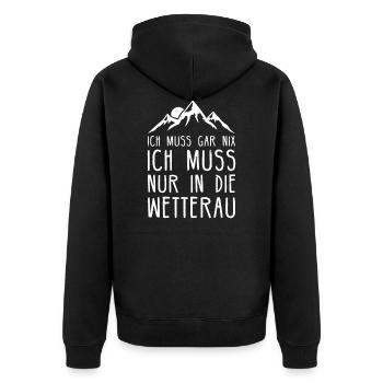 Wetterau Wandern Hessen Frankfurt Geschenk - Unisex Premium Bio Zip Hoodie - Schwarz - Hinten - Nico (187cm)