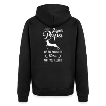 Jäger Jagd Drückjagd Hirsch Jäger Geschenk - Unisex Premium Bio Zip Hoodie - Schwarz - Hinten - Nico (187cm)