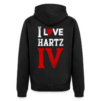 i love hartz IV 4 ich liebe hartz IV 4 arbeitslos - Unisex Premium Bio Zip Hoodie - Schwarz - Hinten - Nico (187cm)