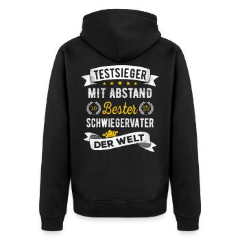 Testsieger Bester Schwiegervater Der Welt Geschenk - Unisex Premium Bio Zip Hoodie - Schwarz - Hinten - Nico (187cm)