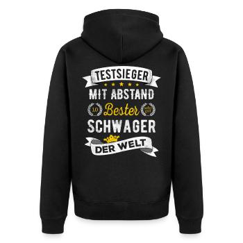 Testsieger Bester Schwager Der Welt Geschenk - Unisex Premium Bio Zip Hoodie - Schwarz - Hinten - Nico (187cm)