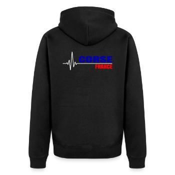 Corsica France holiday heartbeat gift - Unisex Premium Organic Zip Hoodie - black - Back - Nico (187cm)