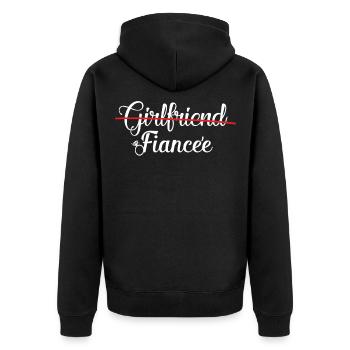 girlfriend fiancee freundin verlobte ring hochzeit - Unisex Premium Bio Zip Hoodie - Schwarz - Hinten - Nico (187cm)