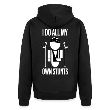 ich mache meine stunts selbst unfall verletzung - Unisex Premium Bio Zip Hoodie - Schwarz - Hinten - Nico (187cm)