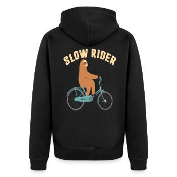 slow rider bike cycling sloth slowly - Unisex Premium Organic Zip Hoodie - black - Back - Nico (187cm)