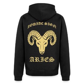 ZODIAC SIGN ARIES by mortieight - Unisex Premium Bio Zip Hoodie - Schwarz - Hinten - Nico (187cm)