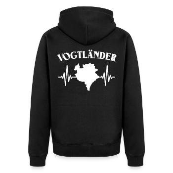 Vogtländer EKG Vogtland Herzlinie Geschenk - Unisex Premium Bio Zip Hoodie - Schwarz - Hinten - Nico (187cm)
