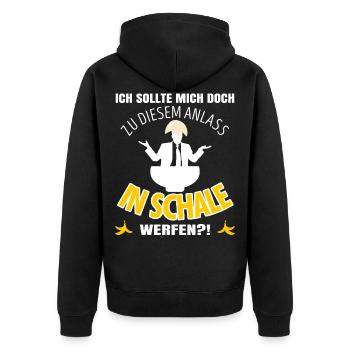 Anti Dressedcode Gast | Scherz Outfit | In Schale - Unisex Premium Bio Zip Hoodie - Schwarz - Hinten - Nico (187cm)