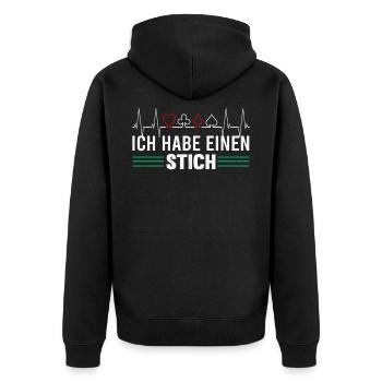 Skat Skatspieler Skatabend Stich Spruch Heartbeat - Unisex Premium Bio Zip Hoodie - Schwarz - Hinten - Nico (187cm)
