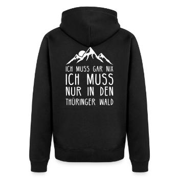 Thüringer Wald Thüringen Freistaat Wandern - Unisex Premium Bio Zip Hoodie - Schwarz - Hinten - Nico (187cm)