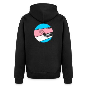 Happy T Day Transgender Testosteron Geschenk Shirt - Unisex Premium Bio Zip Hoodie - Schwarz - Hinten - Nico (187cm)