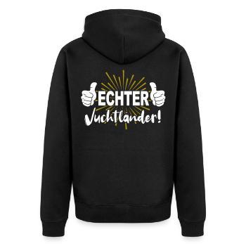 Vuchtländer Vogtländer Vogtland Geschenk - Unisex Premium Bio Zip Hoodie - Schwarz - Hinten - Nico (187cm)