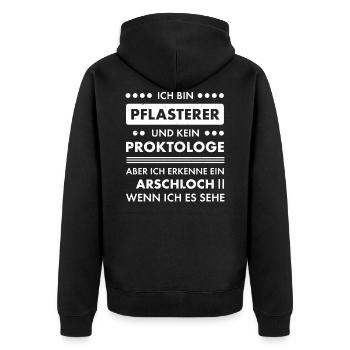 Pflasterer Straßenbau Baustelle Bauarbeiter - Unisex Premium Bio Zip Hoodie - Schwarz - Hinten - Nico (187cm)