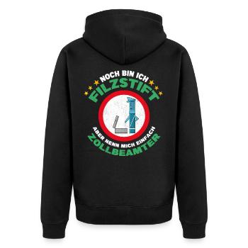 Zoll Zollbeamter Ausbildung Filzstift Spruch - Unisex Premium Bio Zip Hoodie - Schwarz - Hinten - Nico (187cm)