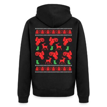 Motorrad Motocross hässliche Weihnachten Hirsch Weihnachten - Unisex Premium Bio Zip Hoodie - Schwarz - Hinten - Nico (187cm)