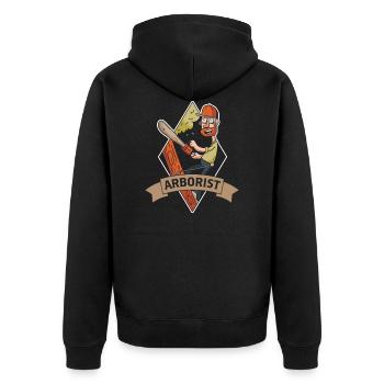 Baumkletterer Baumpfleger Arborist Baumpflege - Unisex Premium Bio Zip Hoodie - Schwarz - Hinten - Nico (187cm)