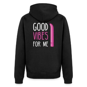 BDSM Bondage Sex Anal Plug Dildo Vibrator Sub - Unisex Premium Bio Zip Hoodie - Schwarz - Hinten - Nico (187cm)