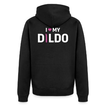 BDSM Bondage Sex Anal Plug Dildo Vibrator Sub - Unisex Premium Bio Zip Hoodie - Schwarz - Hinten - Nico (187cm)