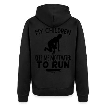 Maman cadeau enfants sport course jogging - Veste à capuche bio Premium Unisexe - noir - Dos - Nico (187cm)