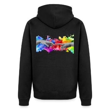 Michi Mode Trend Style Cool - Unisex Premium Bio Zip Hoodie - Schwarz - Hinten - Nico (187cm)