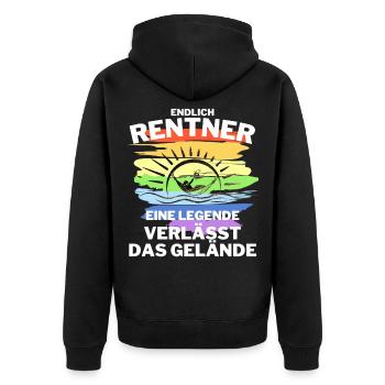 RENTNER Geschenk - Unisex Premium Bio Zip Hoodie - Schwarz - Hinten - Nico (187cm)