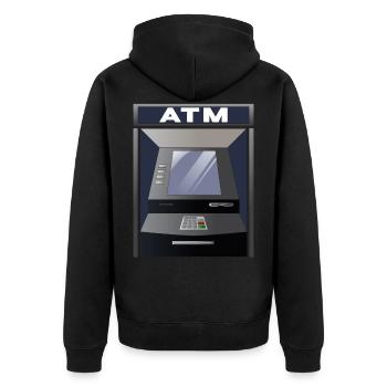 ATM Costume for Halloween - Unisex Premium Organic Zip Hoodie - black - Back - Nico (187cm)