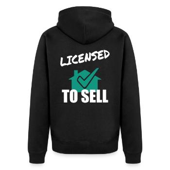 Makler Immobilienmakler Verkäufer Geschenk - Unisex Premium Bio Zip Hoodie - Schwarz - Hinten - Nico (187cm)
