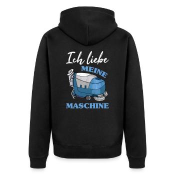 Putzmann Putzfrau Gebäudereiniger Putz Maschine - Unisex Premium Bio Zip Hoodie - Schwarz - Hinten - Nico (187cm)