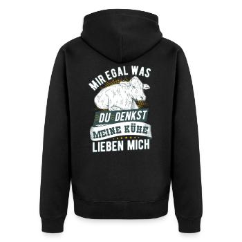 Meine Kühe Lieben Mich Landwirte Bauern Kuh Spruch - Unisex Premium Bio Zip Hoodie - Schwarz - Hinten - Nico (187cm)